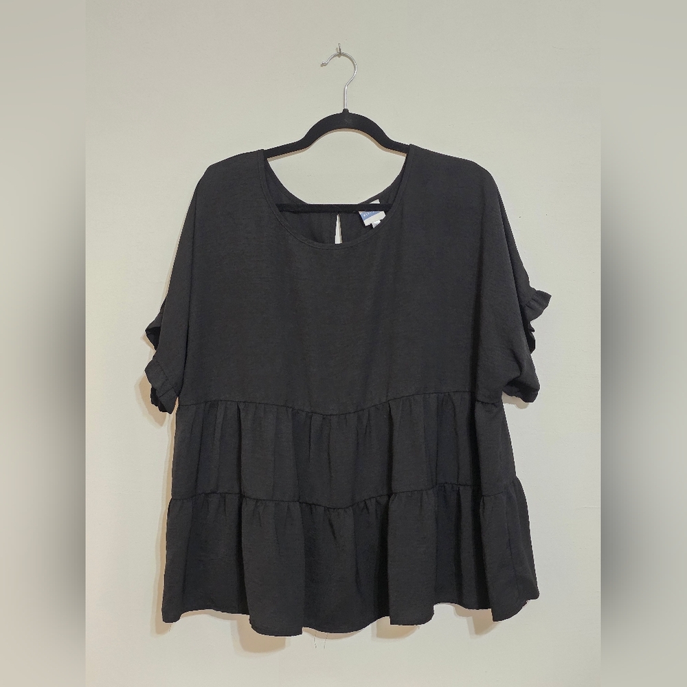 Elegant Black Tiered Blouse